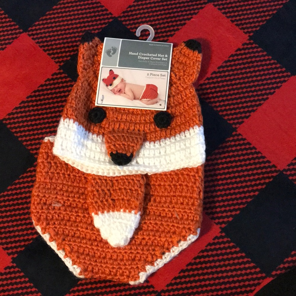 Newborn crocheted fox set